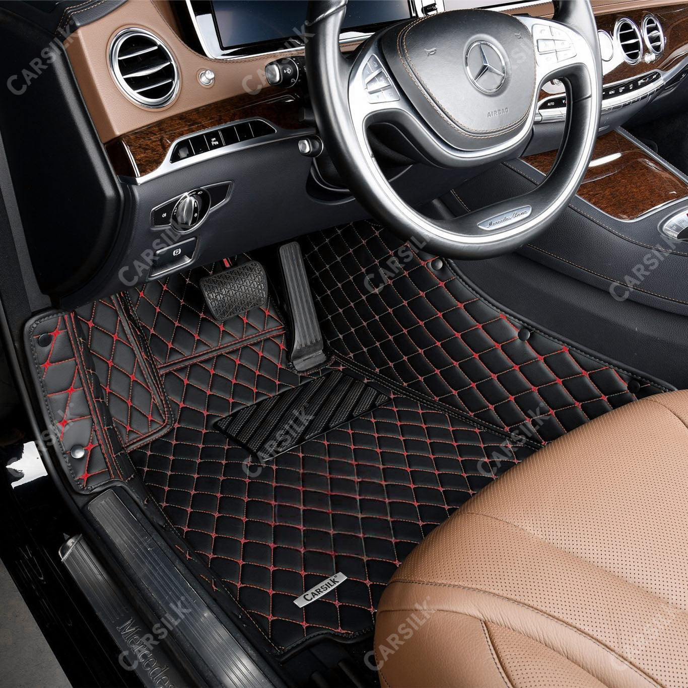 Alternative view of BLACK & RED DIAMOND PATTERN CAR MATS SET