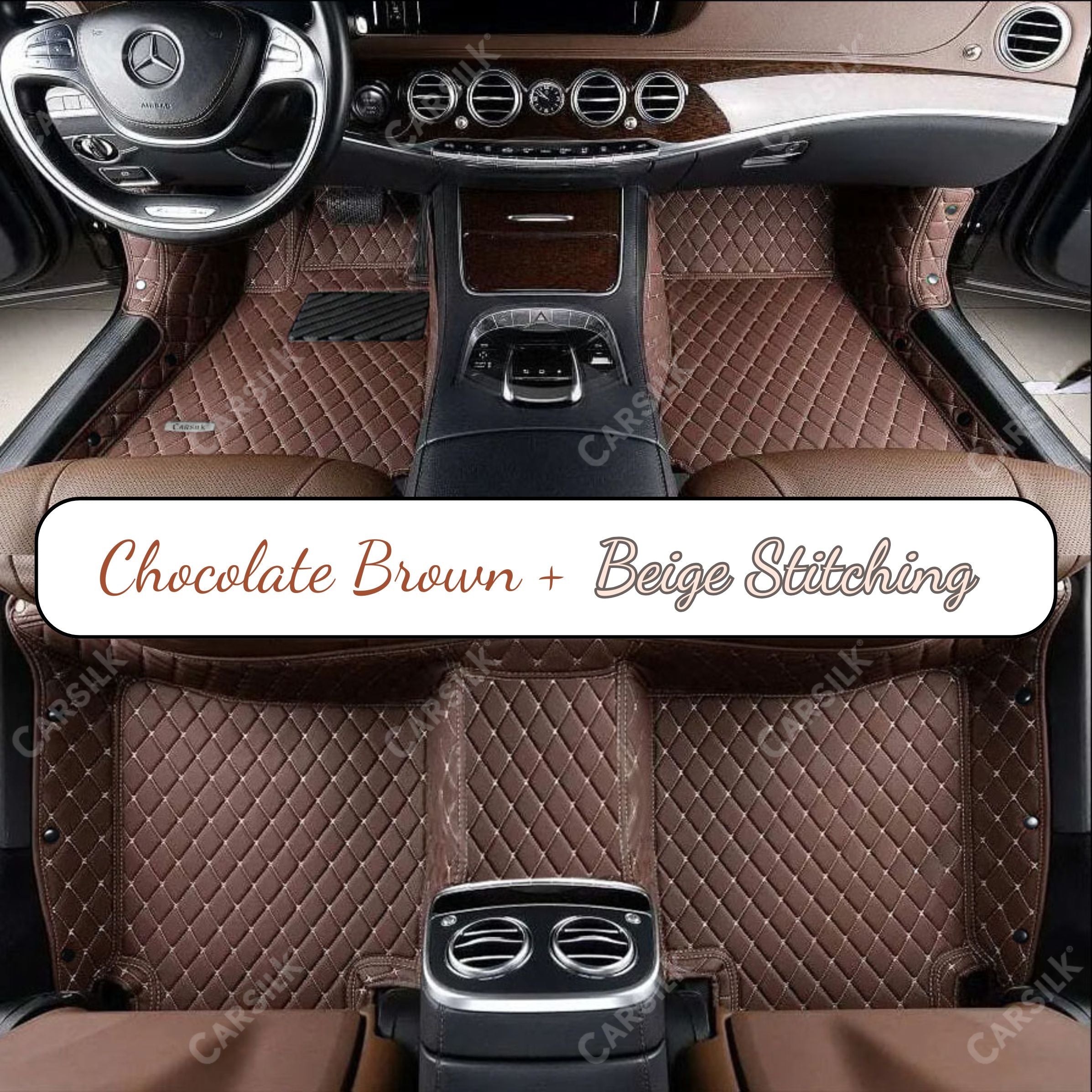 CHOCOLATE BROWN DIAMOND PATTERN CAR MATS SET