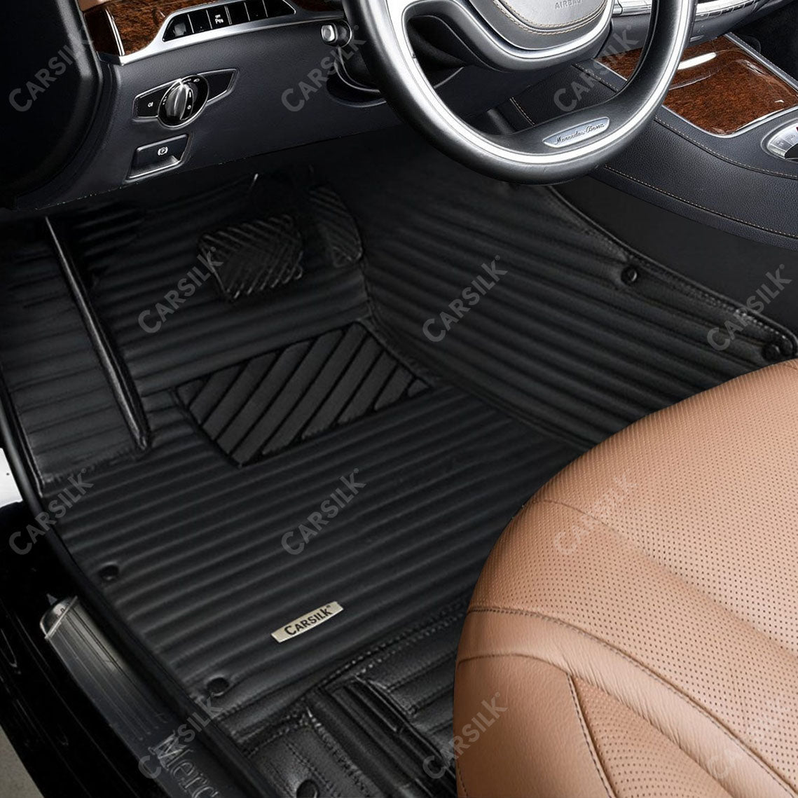 Alternative view of STRIPE CUSTOM SINGLE LAYER CAR MATS SET BLACK