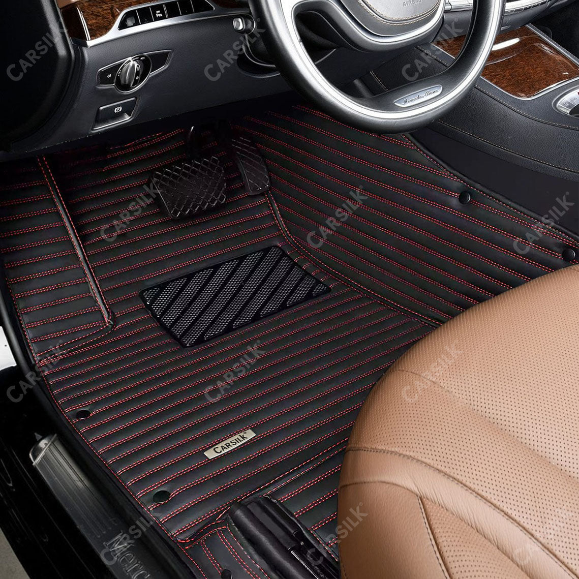 Alternative view of STRIPE CUSTOM SINGLE LAYER CAR MATS SET BLACK & RED