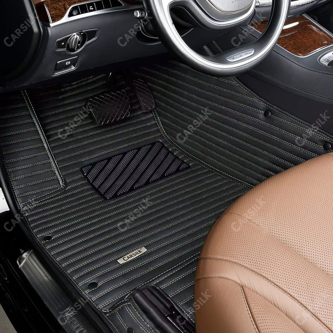 Alternative view of STRIPE CUSTOM SINGLE LAYER CAR MATS SET BLACK & WHITE