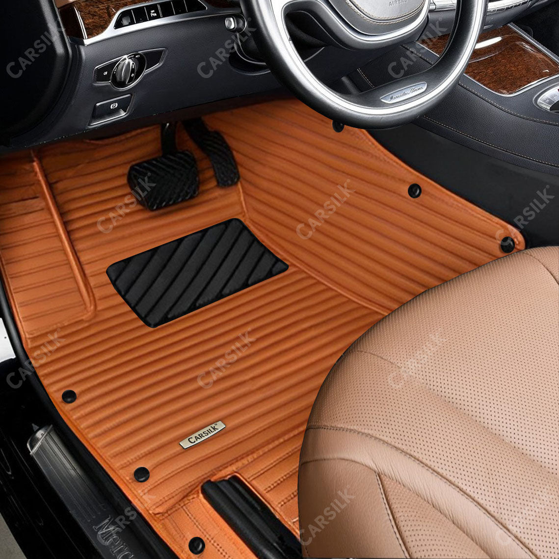 Alternative view of STRIPE CUSTOM SINGLE LAYER CAR MATS SET CARAMEL BROWN