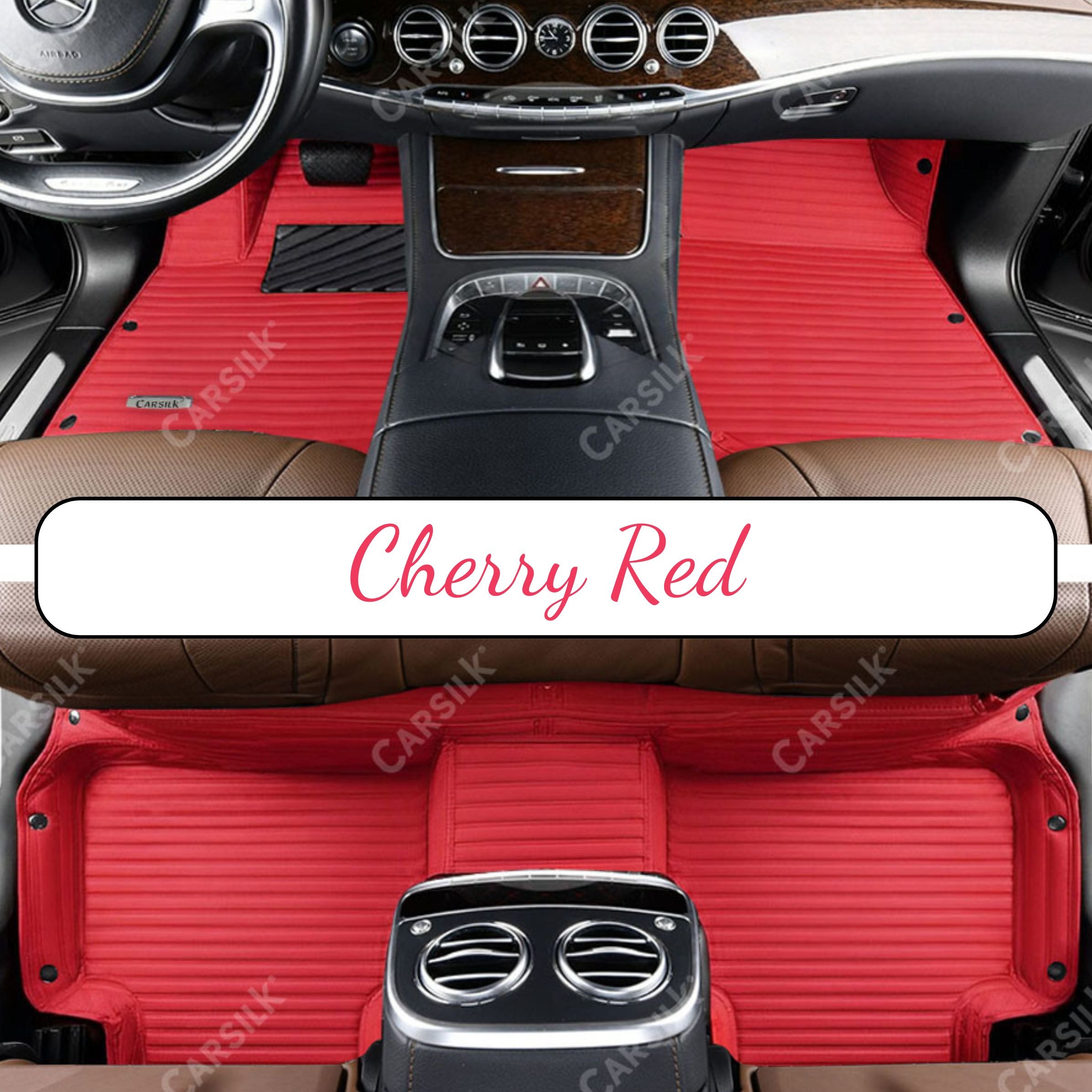 STRIPE CUSTOM SINGLE LAYER CAR MATS SET CHERRY RED