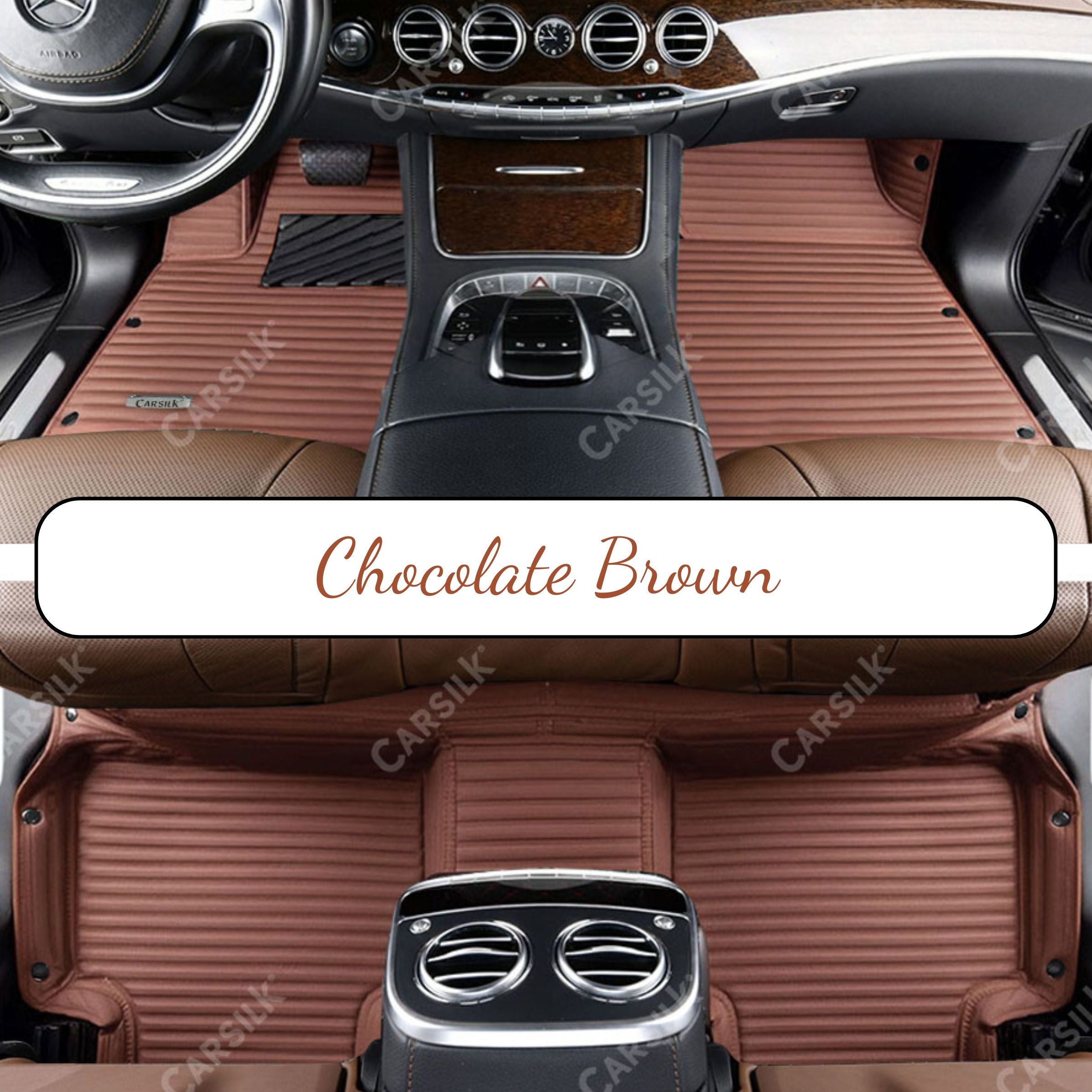 STRIPE CUSTOM SINGLE LAYER CAR MATS SET CHOCOLATE BROWN