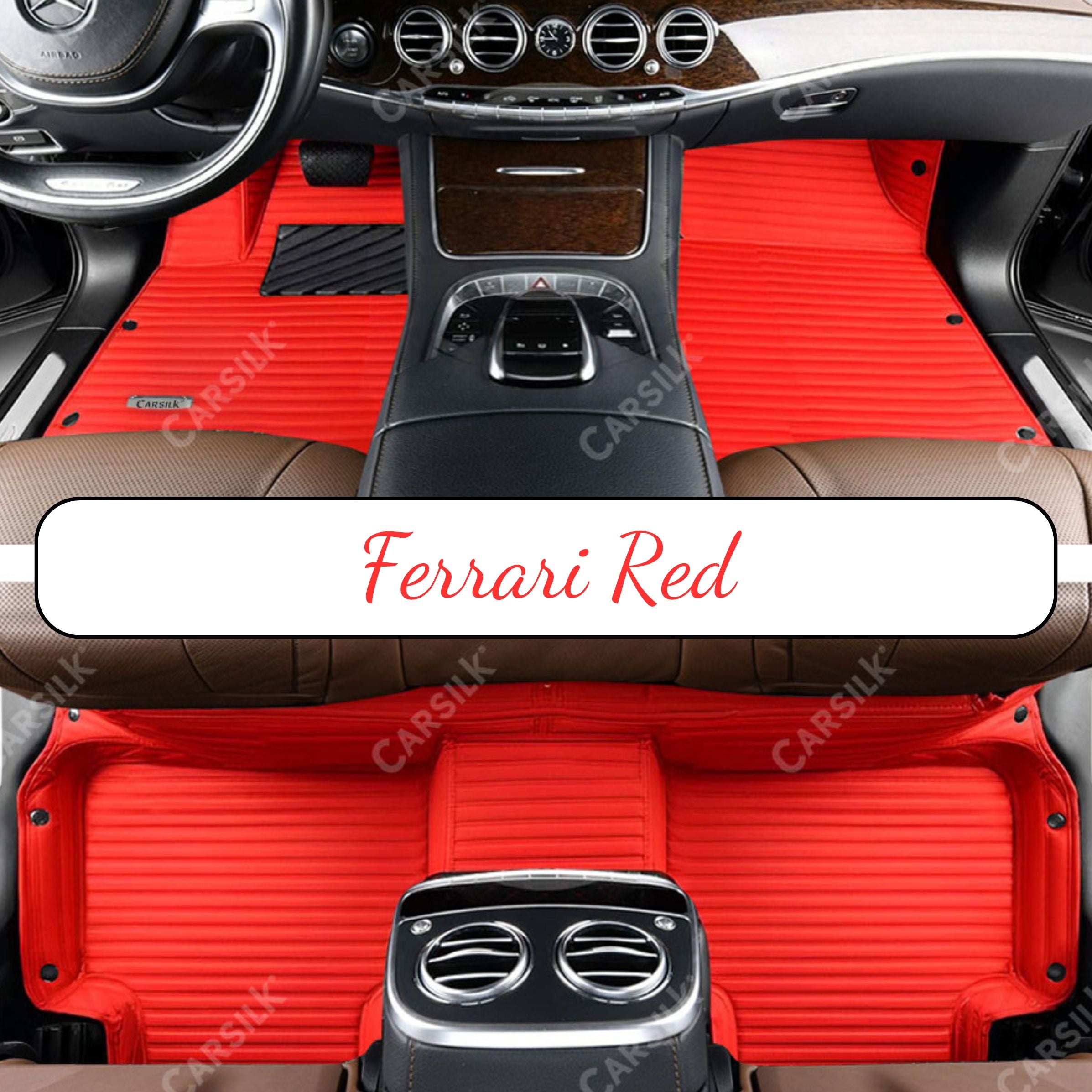 STRIPE CUSTOM SINGLE LAYER CAR MATS SET FERRARI RED