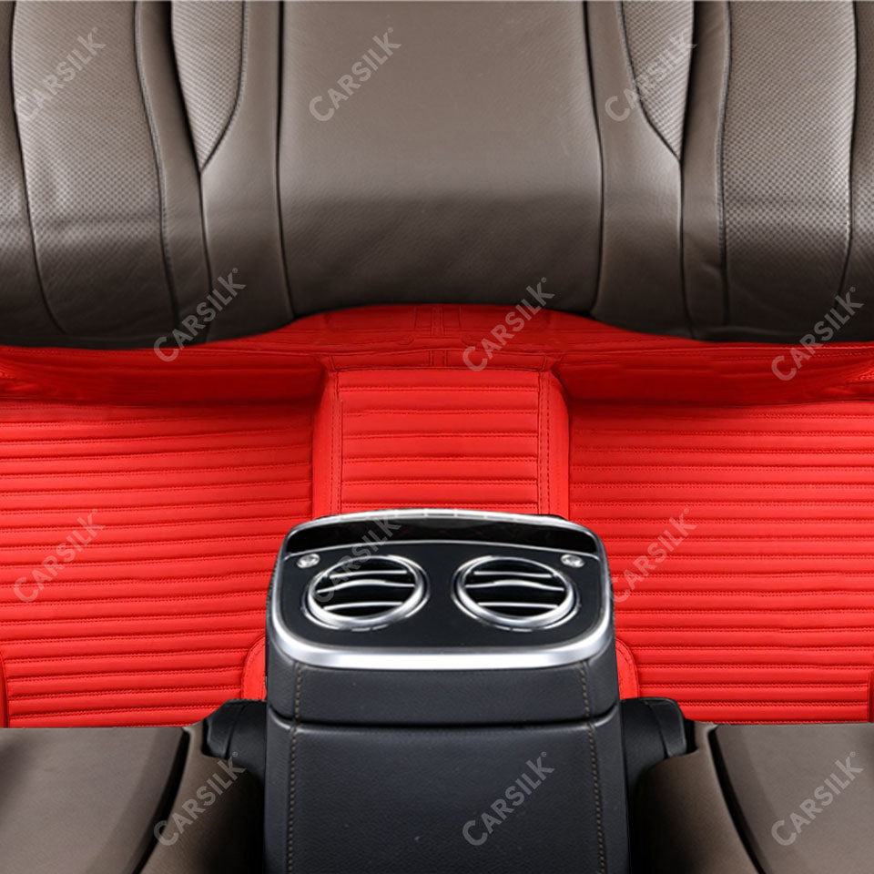 Alternative view of STRIPE CUSTOM SINGLE LAYER CAR MATS SET FERRARI RED